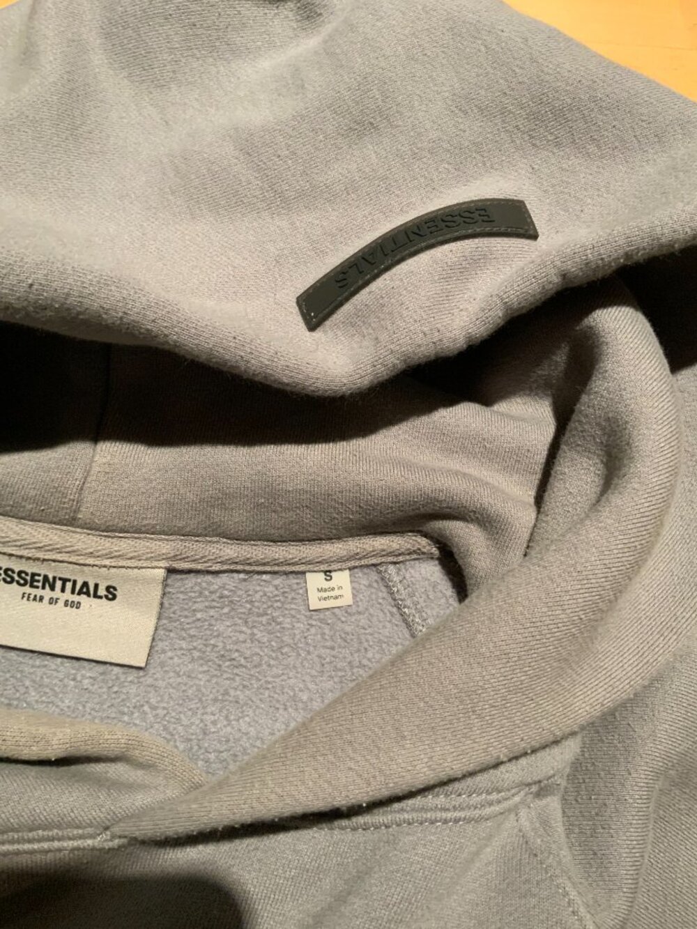 Fear of God Essentials Hoodie Size Small Gray Pullover Sweatshirt - Picture 2 of 3